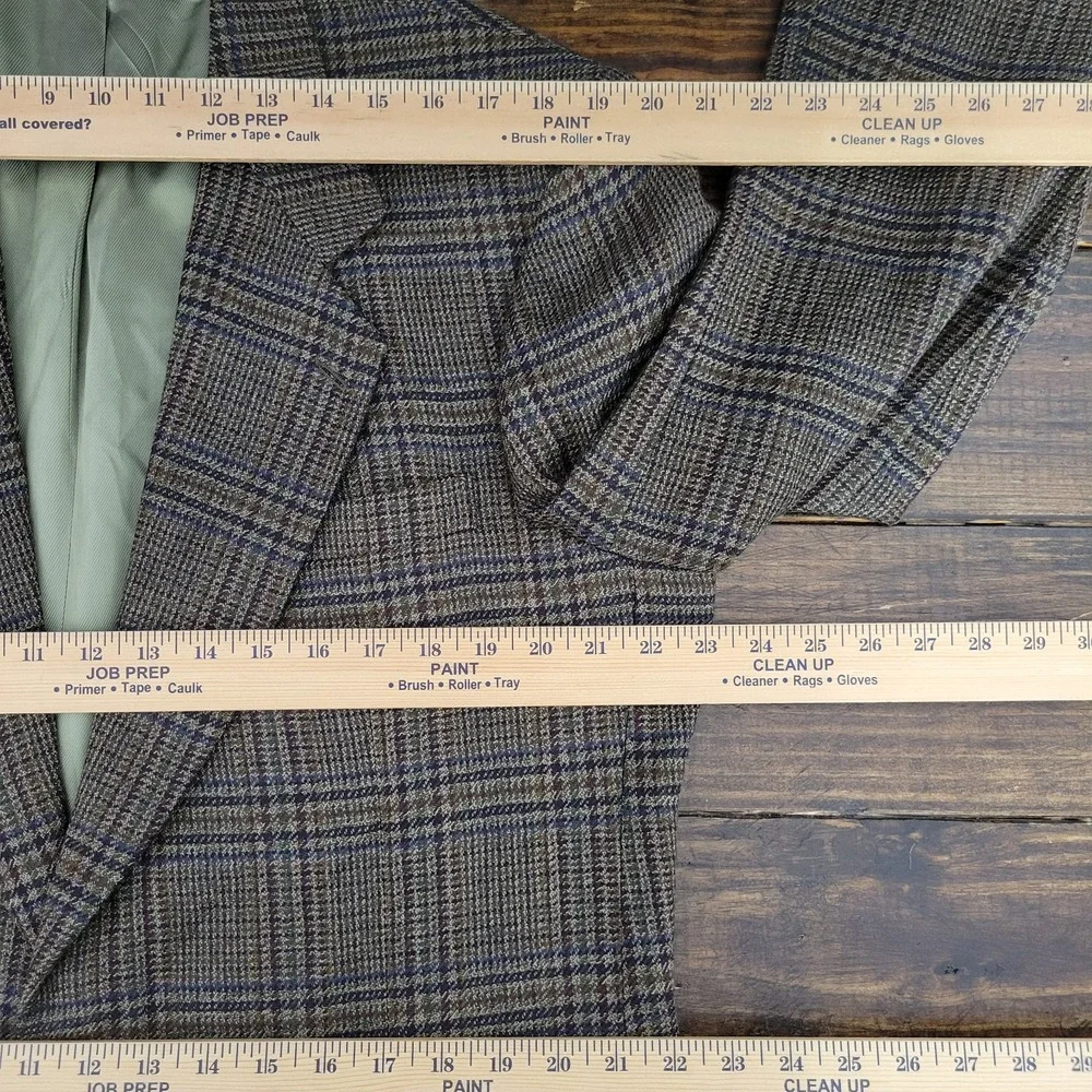 Oscar De‎ La Renta Men's Sport Coat Blazer Two Button Olive Tweed Plaid Wool 44R